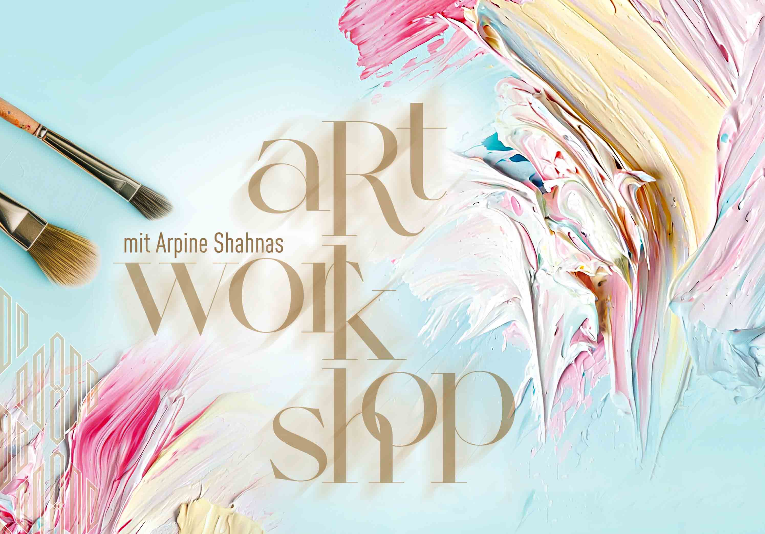  Thick paints on a paint palette and brush