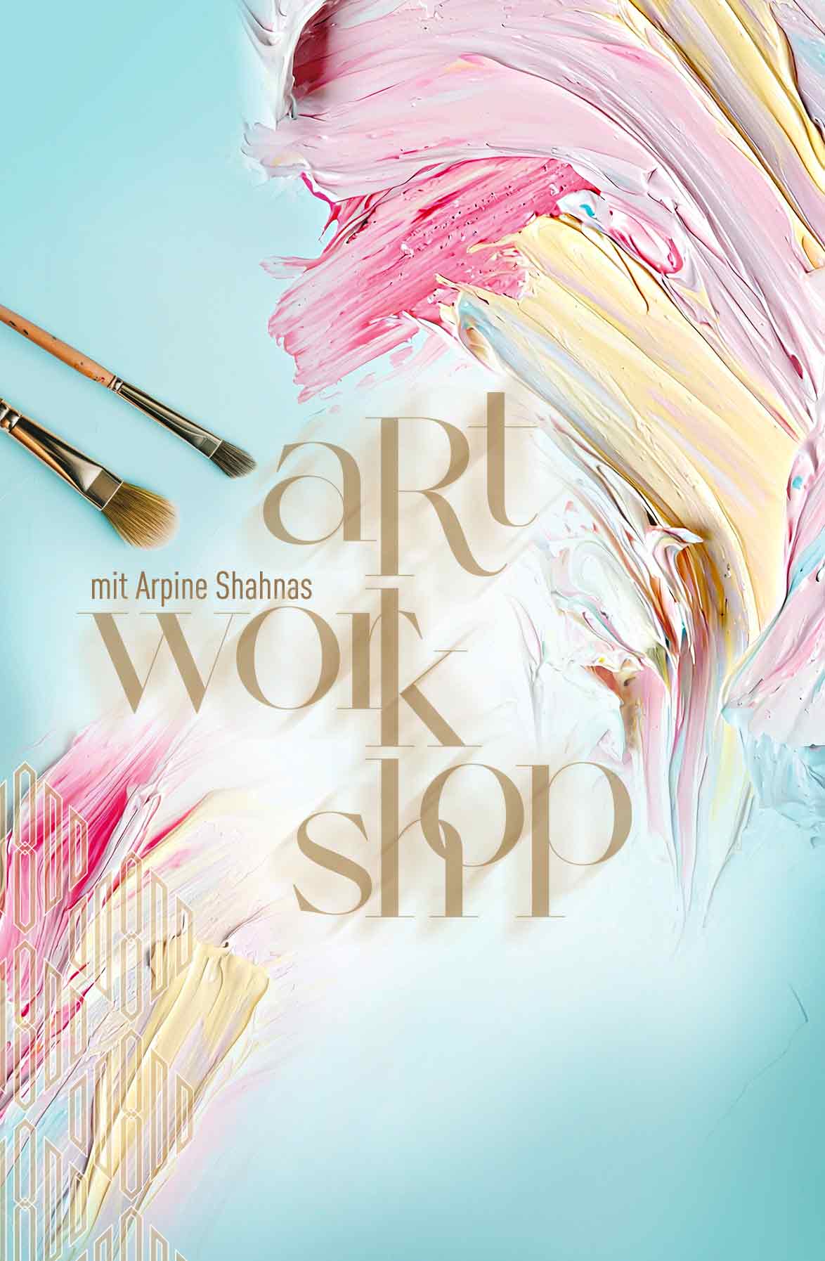  Thick paints on a paint palette and brush