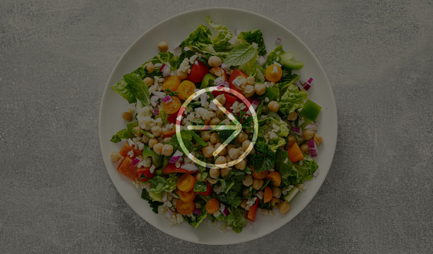 Plate view from above with a fresh healthy salad
