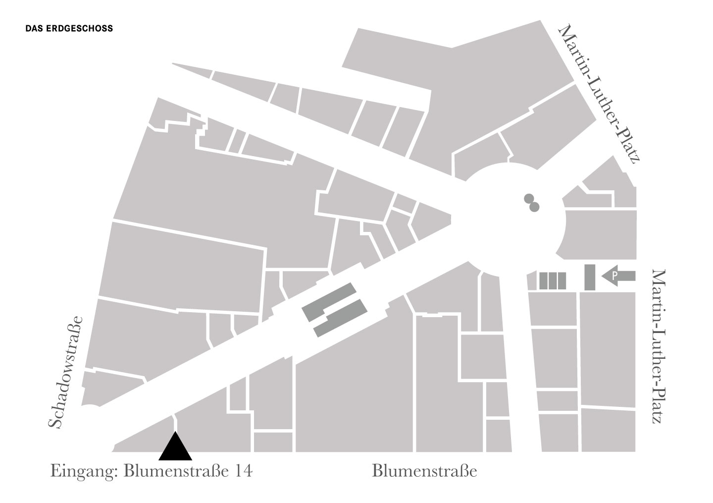 The law firm Krömer, Steger, Westhoff is located in Blumenstraße 14 on the 3rd floor - Site plan of the Schadow Arkaden
