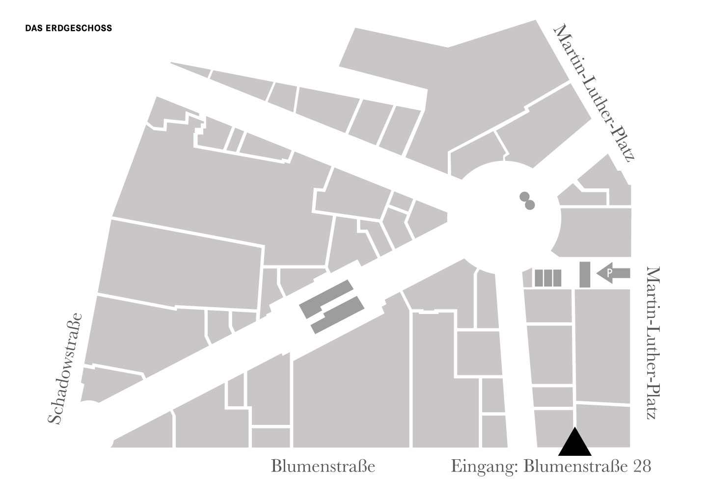 The Notare Hausschild Böttcher are located at Blumenstraße 28 on the 1st, 3rd and 4th floors - Schadow Arkaden site plan